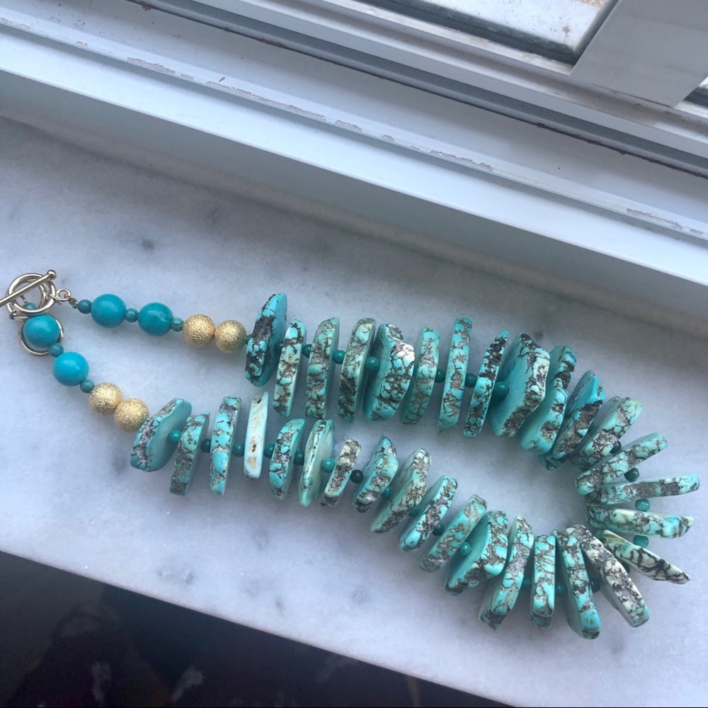 Turquoise Slice Statement Necklace (Artisan) - image 2